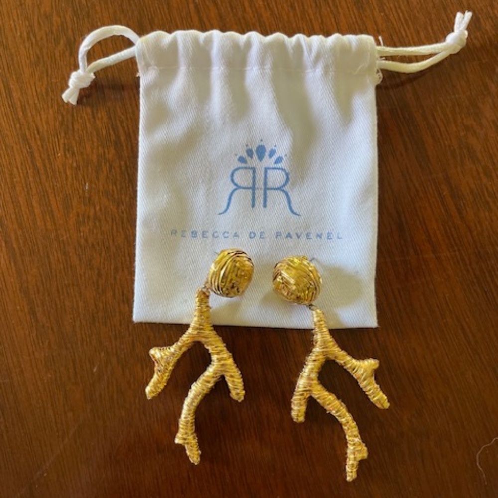 Rebecca de Ravenel Coral Branch Earrings.